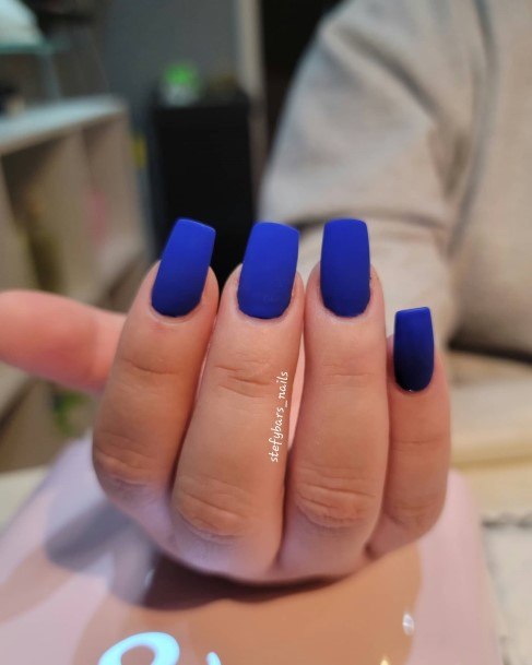 Feminine Womens Dark Blue Matte Nail