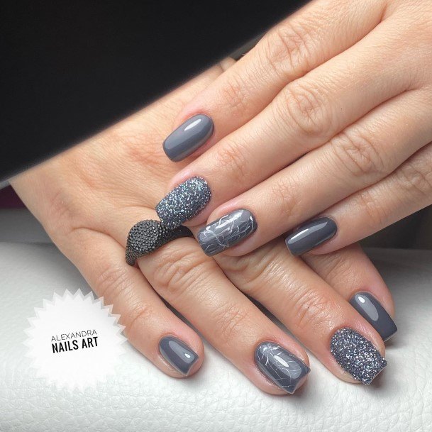 Feminine Womens Dark Grey Nail