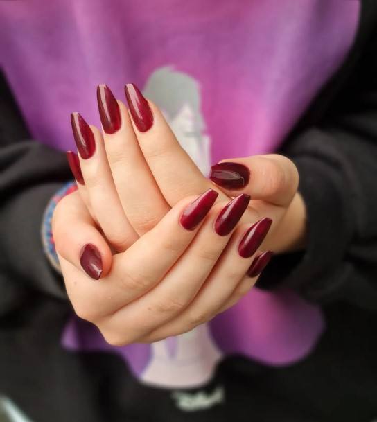 Feminine Womens Dark Maroon Nail