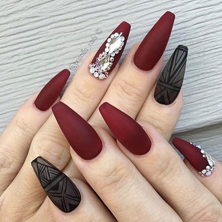 Feminine Womens Dark Red Nail