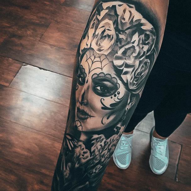 Feminine Womens Day Of The Dead Tattoo