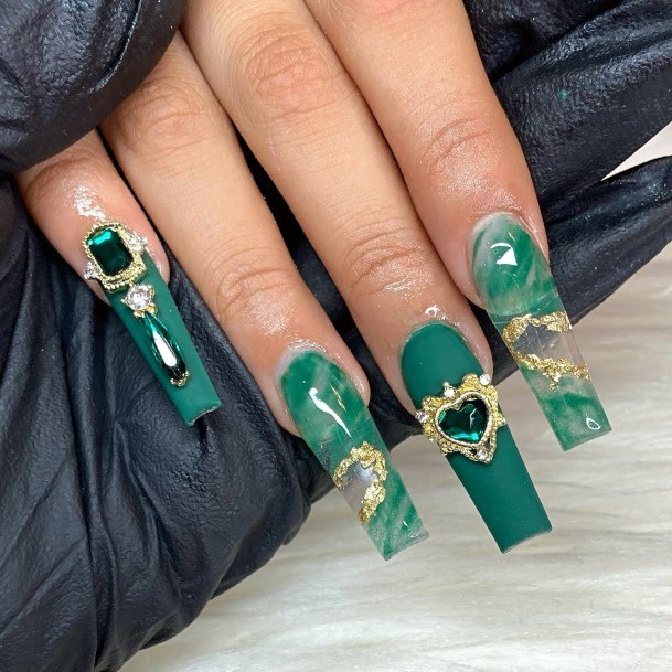 Feminine Womens Emerald Green Nail