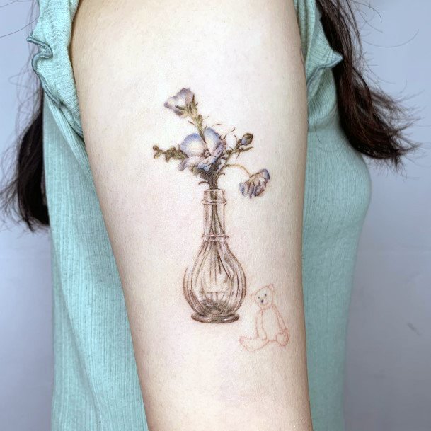 Feminine Womens Flower Vase Tattoo