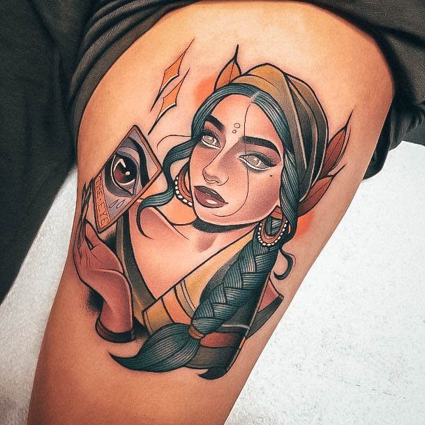 Feminine Womens Fortune Teller Tattoo