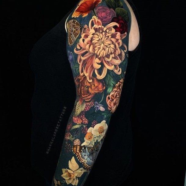 Feminine Womens Full Sleeve Tattoo