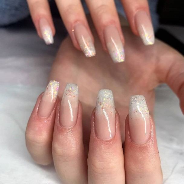 Feminine Womens Glitter French Tip Nail