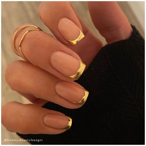 Feminine Womens Gold French Tip Nail