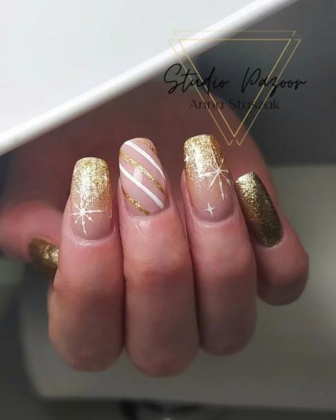 Feminine Womens Gold Ombre Nail