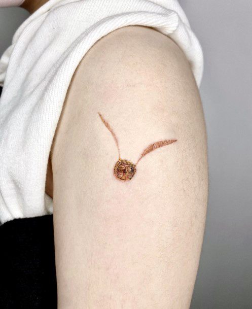 Feminine Womens Golden Snitch Tattoo