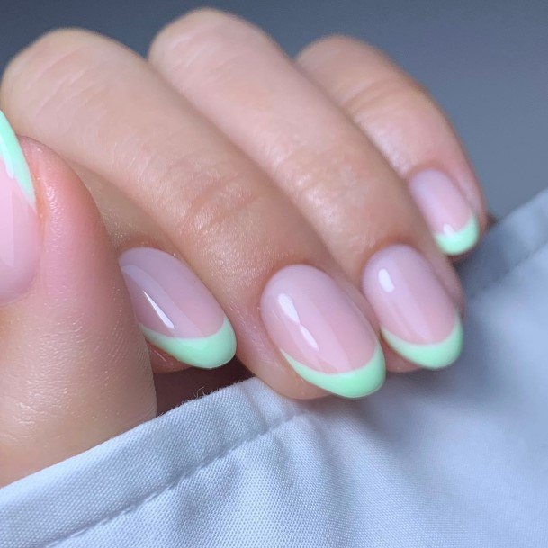 Feminine Womens Green French Tip Nail