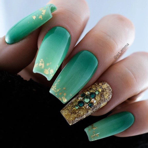 Feminine Womens Green Ombre Nail