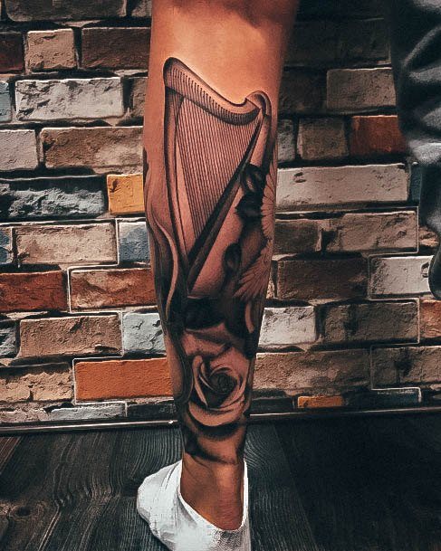 Feminine Womens Harp Tattoo