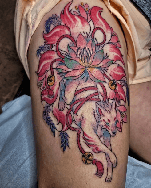 Feminine Womens Kitsune Tattoo