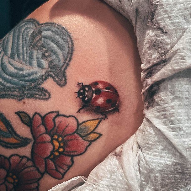 Feminine Womens Ladybug Tattoo