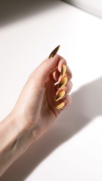 Feminine Womens Metallic Gold Nail