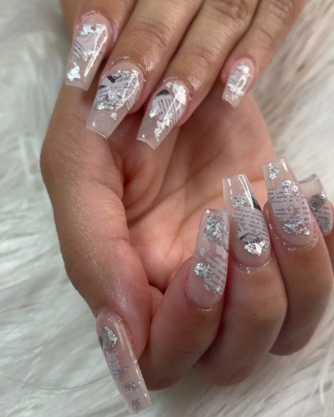 Feminine Womens Newspaper Nail