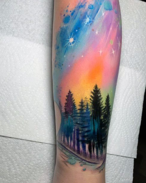 Feminine Womens Northern Lights Tattoo