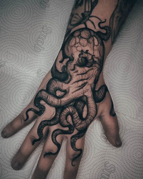 Feminine Womens Octopus Tattoo On Hand