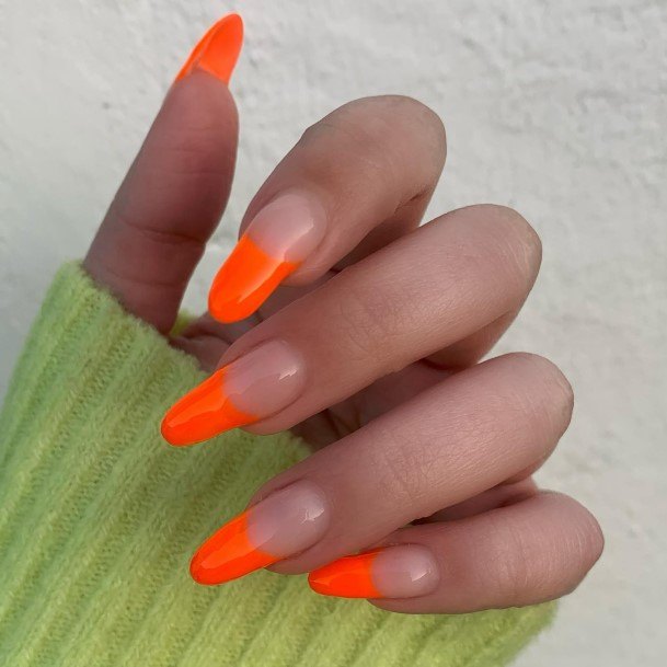 Feminine Womens Orange French Tip Nail