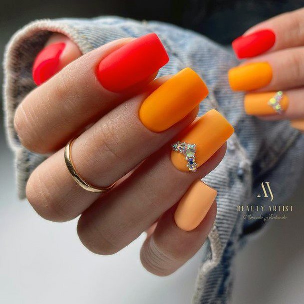 Feminine Womens Orange Nail