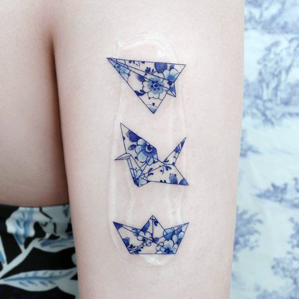 Feminine Womens Origami Tattoo