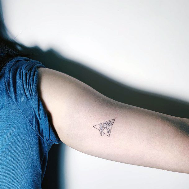 Feminine Womens Paper Airplane Tattoo