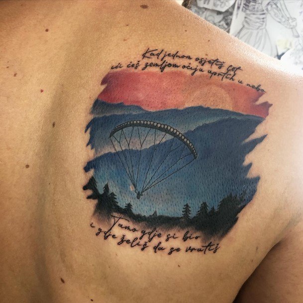 Feminine Womens Parachute Skydiving Tattoo