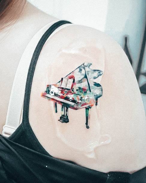 Feminine Womens Piano Tattoo