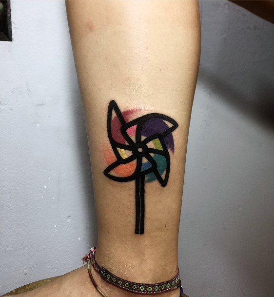 Feminine Womens Pin Wheel Tattoo