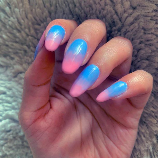 Feminine Womens Pink And Blue Nail