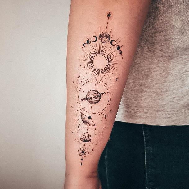 Feminine Womens Planet Tattoo