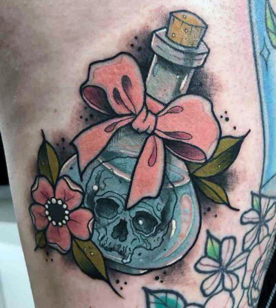 Feminine Womens Poison Bottle Tattoo