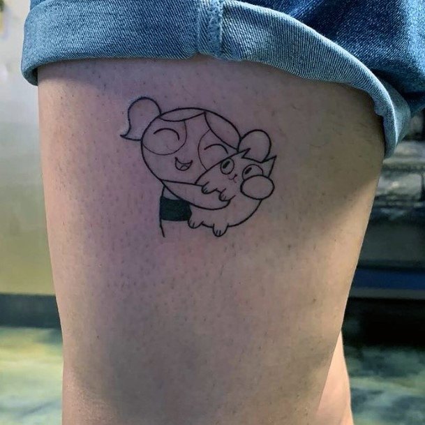 Feminine Womens Powerpuff Girls Bubbles Tattoo