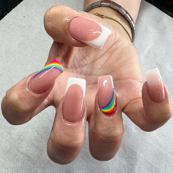 Feminine Womens Rainbow Nail