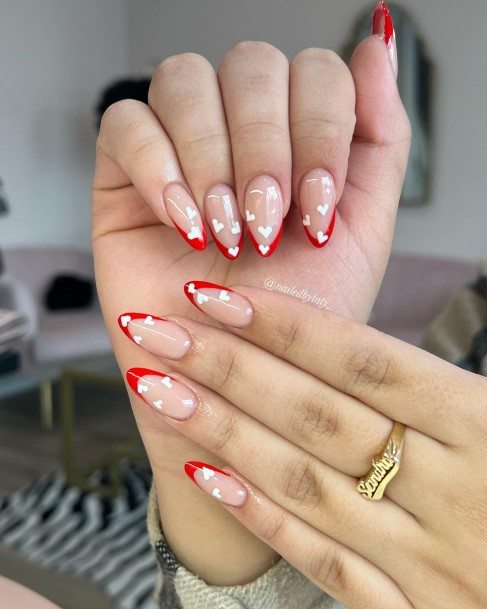 Feminine Womens Red French Tip Nail