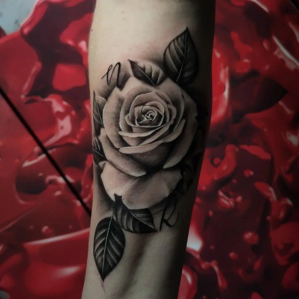 Feminine Womens Rose Forearm Tattoo