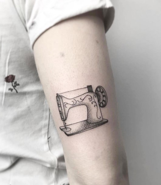 Feminine Womens Sewing Machine Tattoo