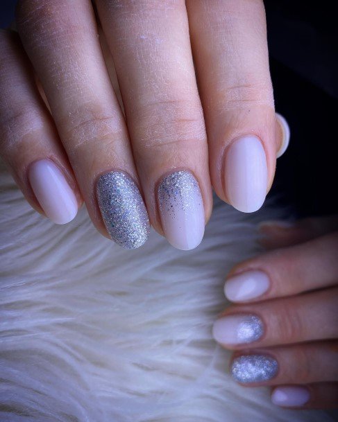 Feminine Womens Silver Ombre Nail