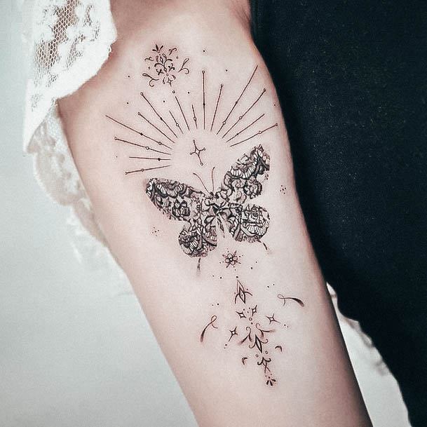 Feminine Womens Small Butterfly Tattoo