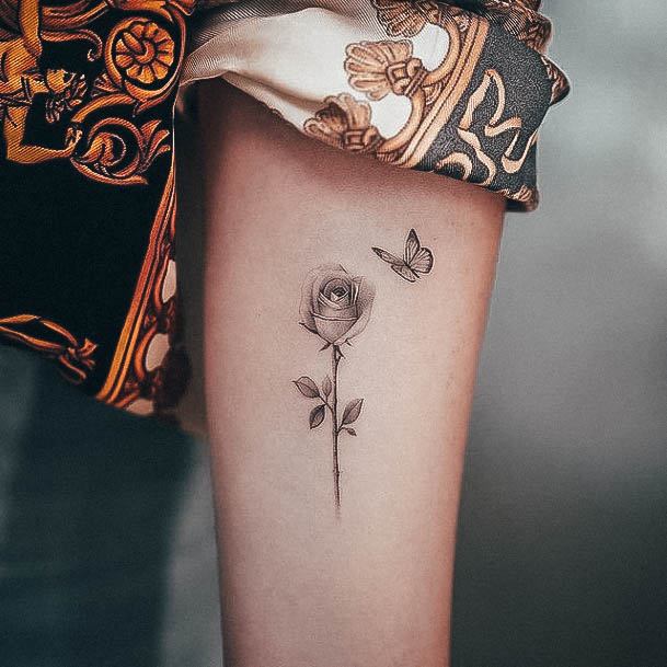 Feminine Womens Small Rose Tattoo