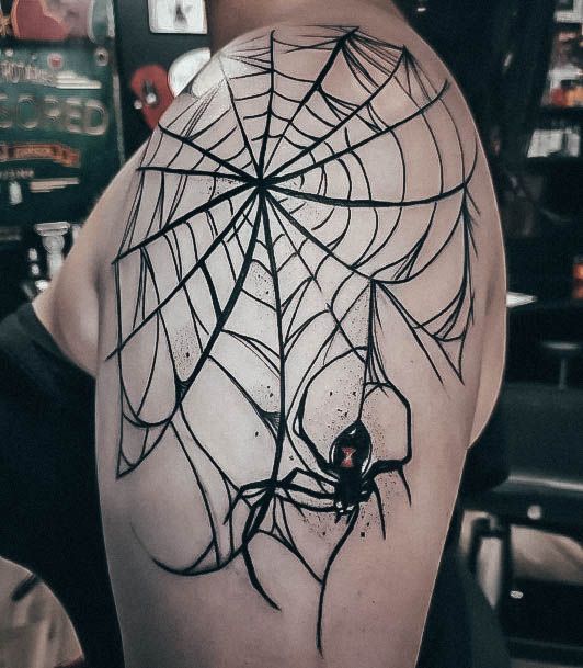 Feminine Womens Small Spider Web Tattoo