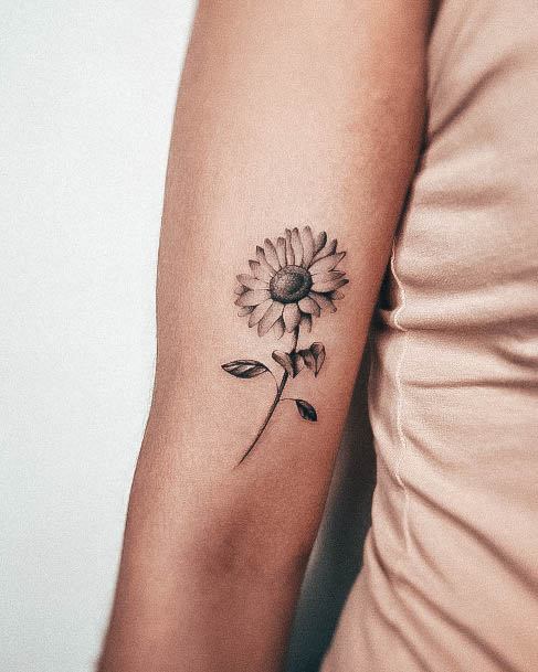 Feminine Womens Small Sunflower Tattoo