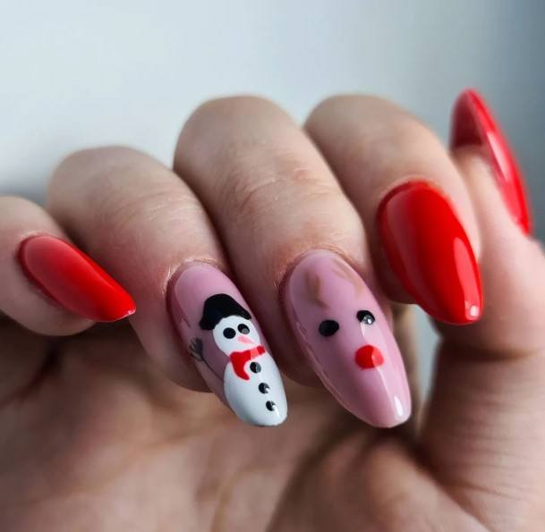 Feminine Womens Snowman Nail