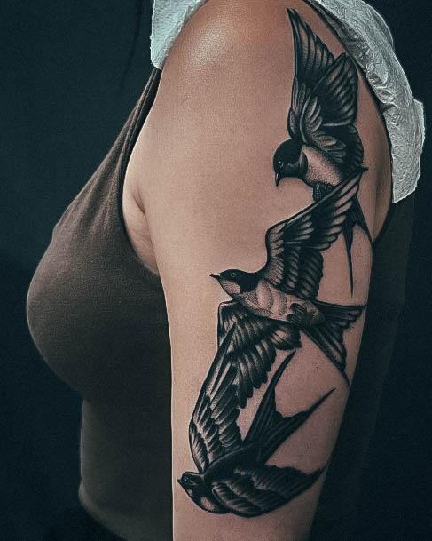 Feminine Womens Swallow Tattoo