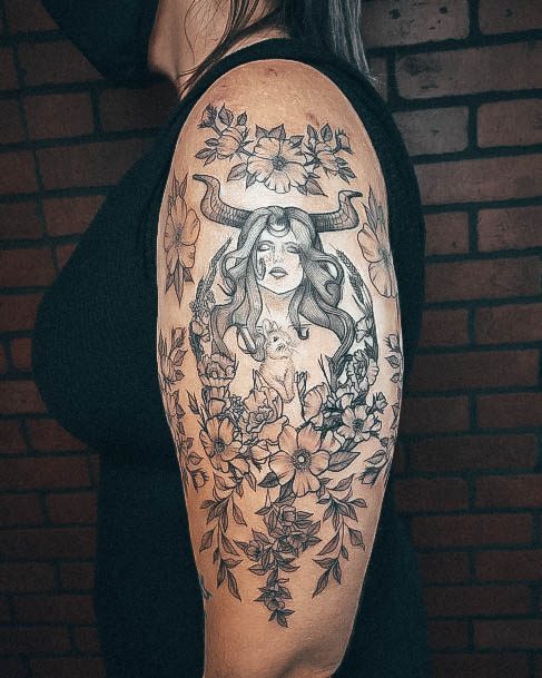 Feminine Womens Taurus Tattoo