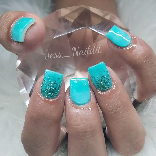 Feminine Womens Teal Turquoise Dress Nail