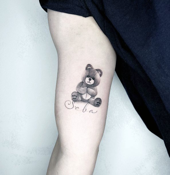 Feminine Womens Teddy Bear Tattoo