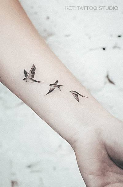 Feminine Womens Tiny Tattoo Birds