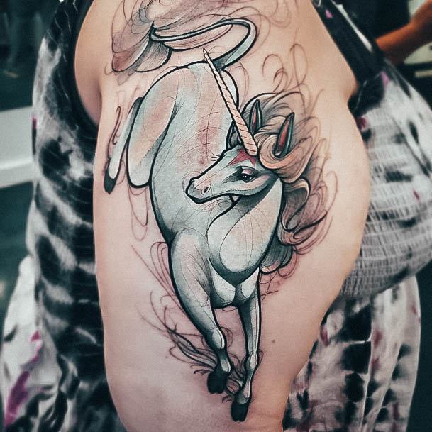 Feminine Womens Unicorn Tattoo