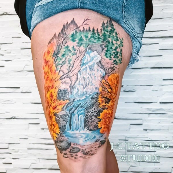 Feminine Womens Waterfall Tattoo